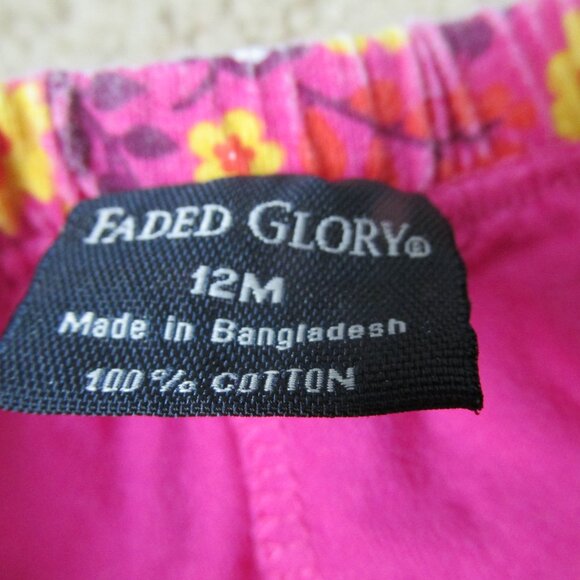 Faded Glory Pull On Skorts Toddler Girls Size 12M Pink Floral Elastic Bottoms - Picture 2 of 3